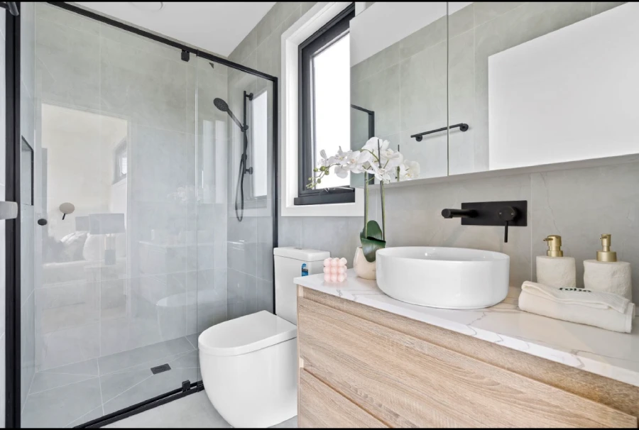 Australia villa bathroom vanity and shower
