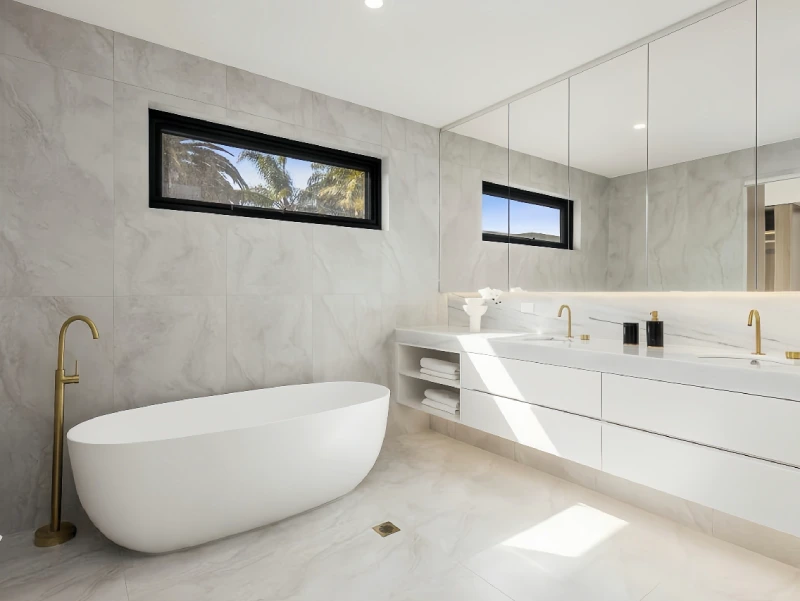 Melbourne villa bathroom vanity and shower